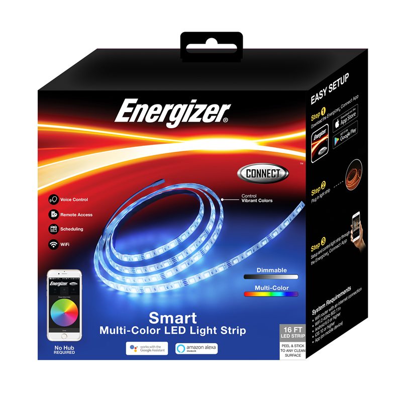 Energizer 6.5 ft. LED Multi-Colored Integrated Smart Light Strip Under  Cabinet Light with USB Wall Charger EIS2-1002-RGB - The Home Depot